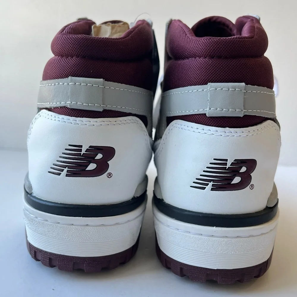 New Balance 650 White Burgundy High Top Sneakers Men 9.5 Women 11